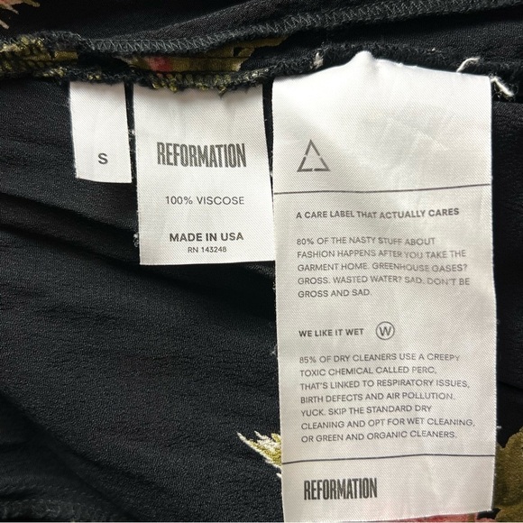 REFORMATION 90s Floral Print Crepe Short Sleeve Fit & Flare Skater Mini Dress S - Picture 6 of 6